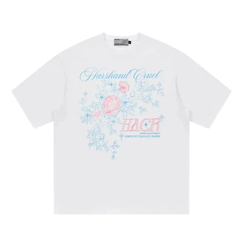Rose Typography Print Breathable T-shirt