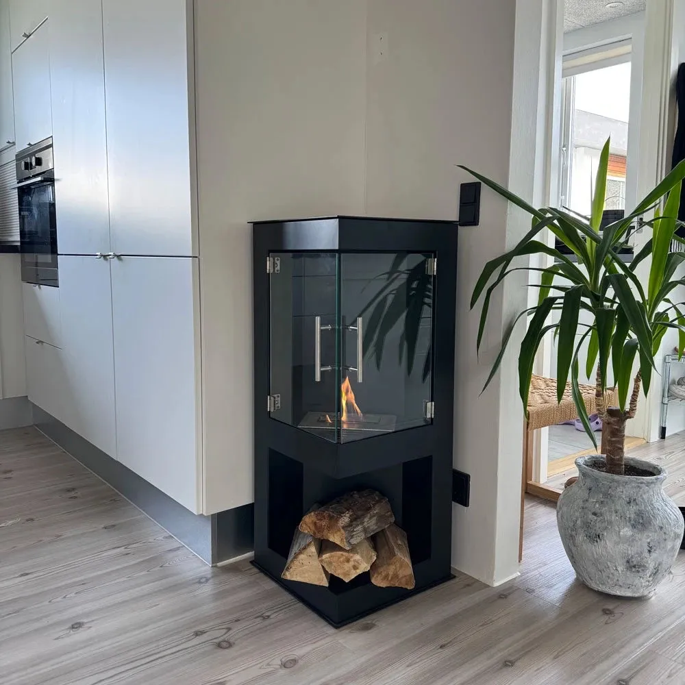 Scandi-Flame Alaska Bioethanol Corner Stove with Double Doors