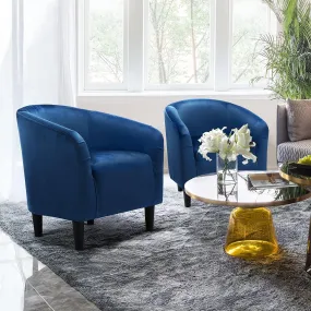 Set of 2 Barrel Velvet Accent Chair  Upholstered