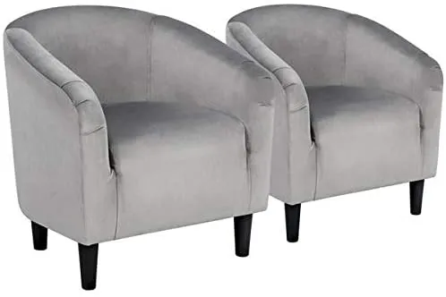 Set of 2 Barrel Velvet Accent Chair  Upholstered