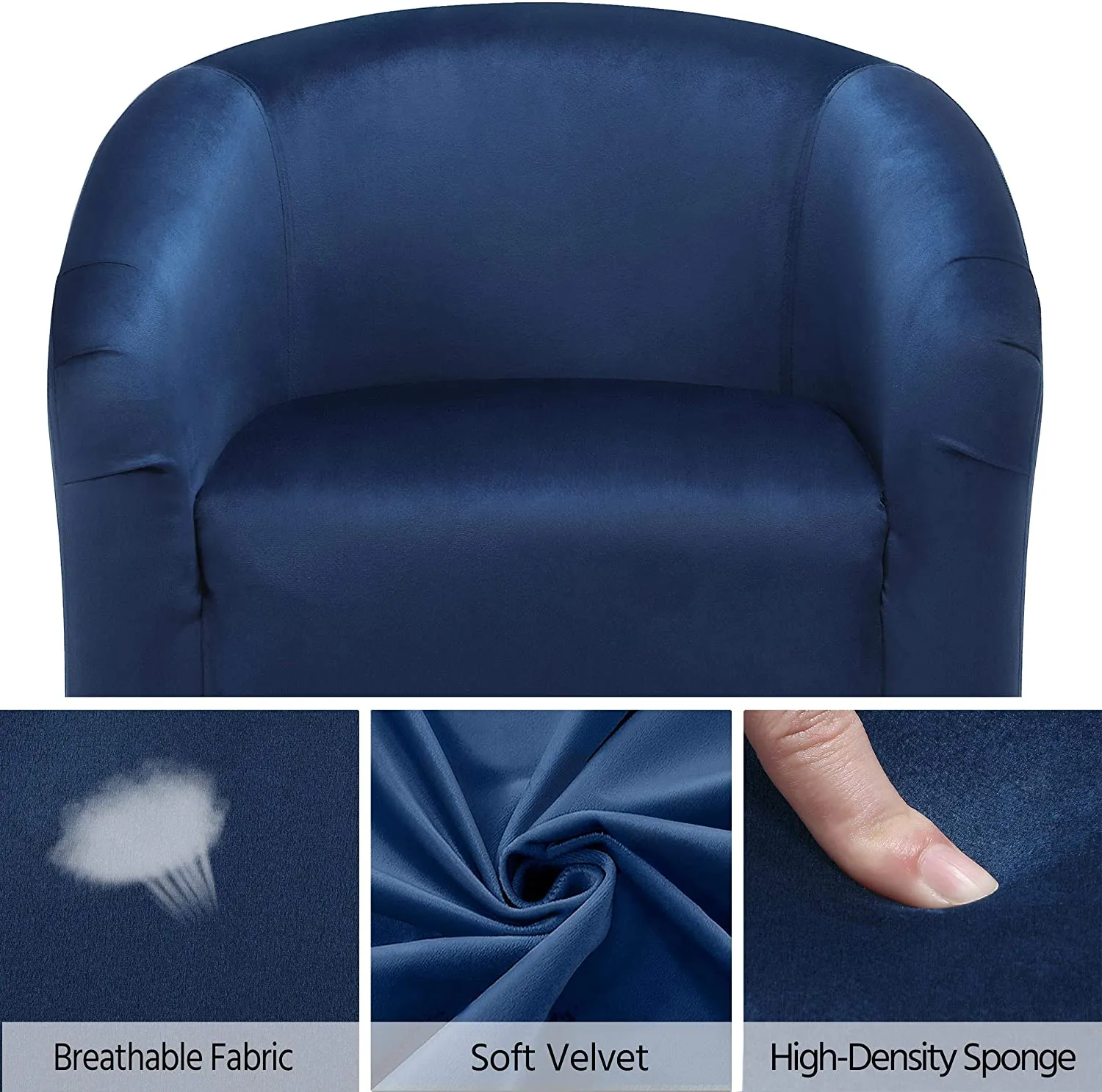 Set of 2 Barrel Velvet Accent Chair  Upholstered
