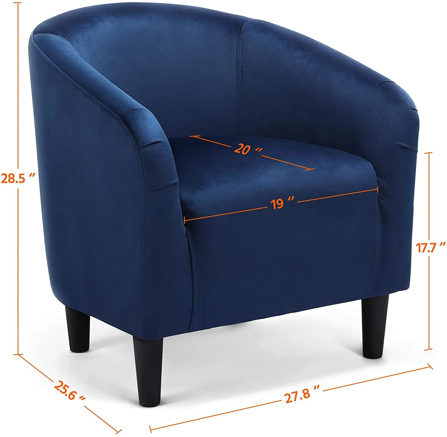 Set of 2 Barrel Velvet Accent Chair  Upholstered