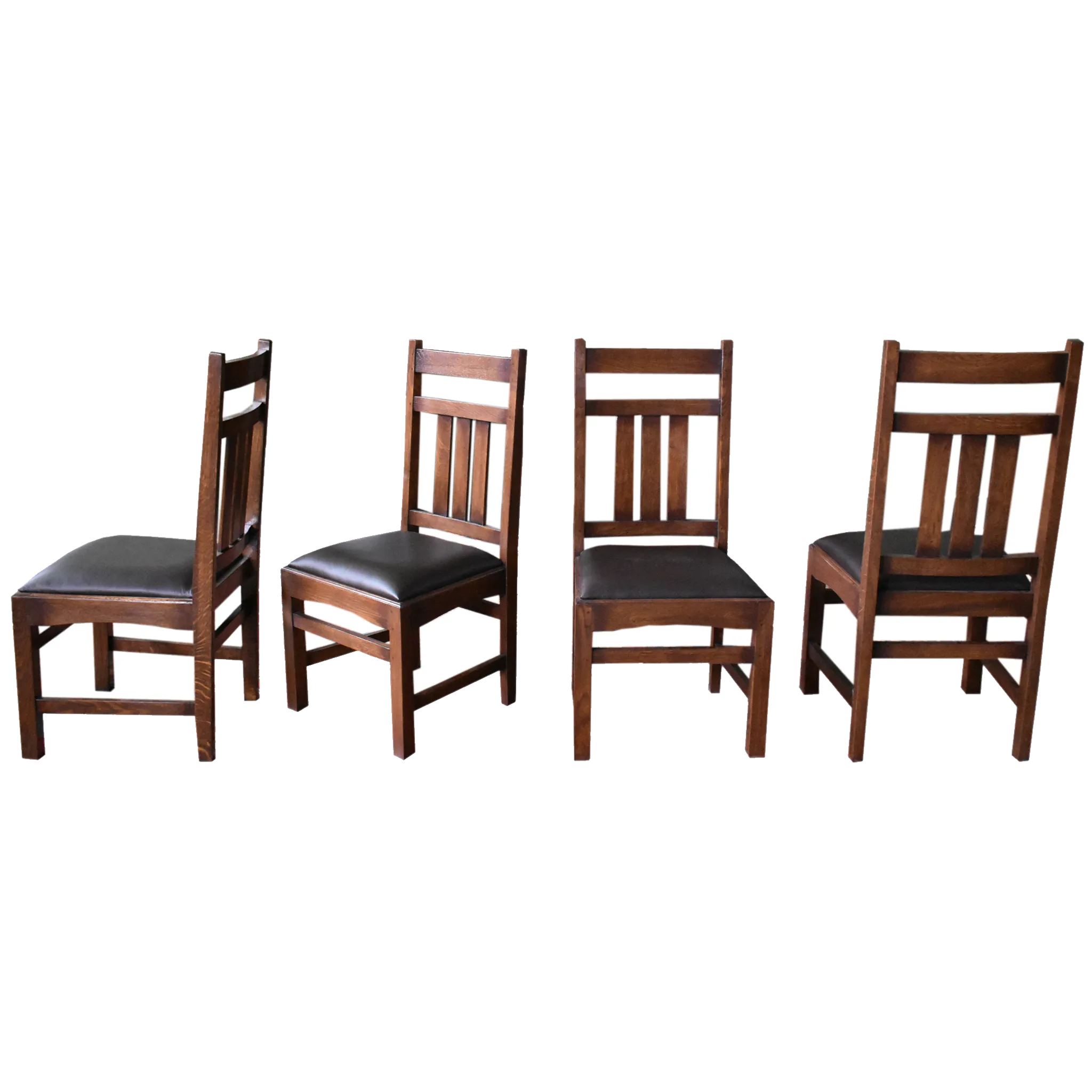 Set of 2 - Mission Oak & Leather Slat Back Dining Chair #401