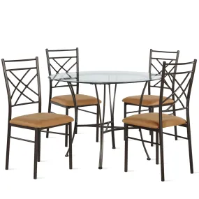 Snowdon 5-Piece Glass Top Dining Set