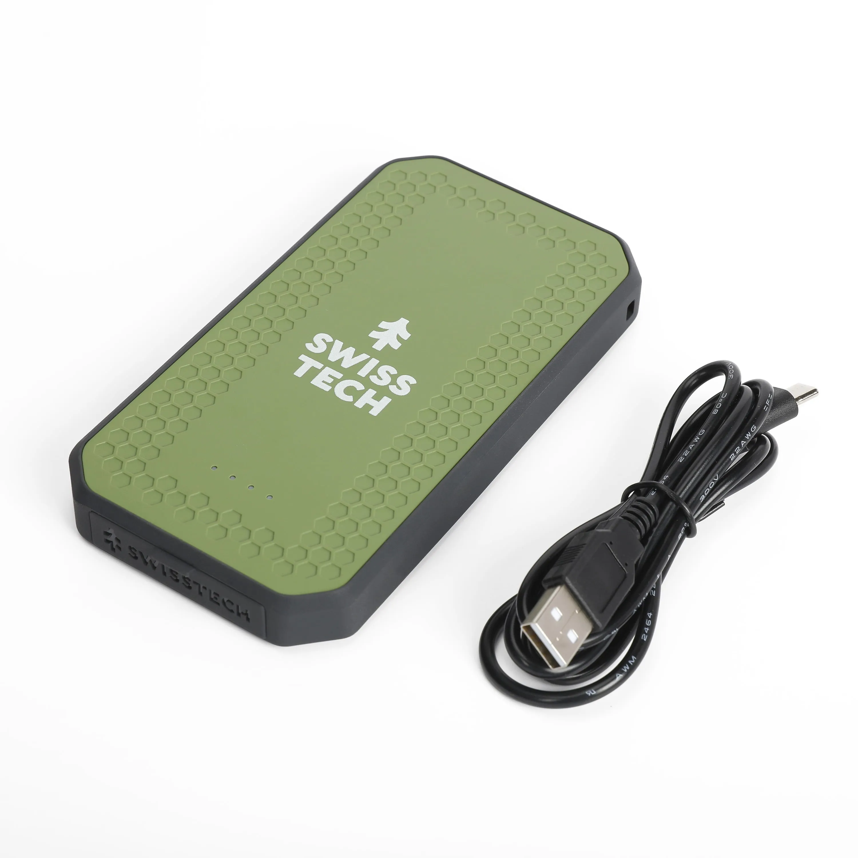 Swiss Tech Antreiben 10K MAH Portable Power Bank with Dual USB C/A, Weatherproof and Drop Resistant