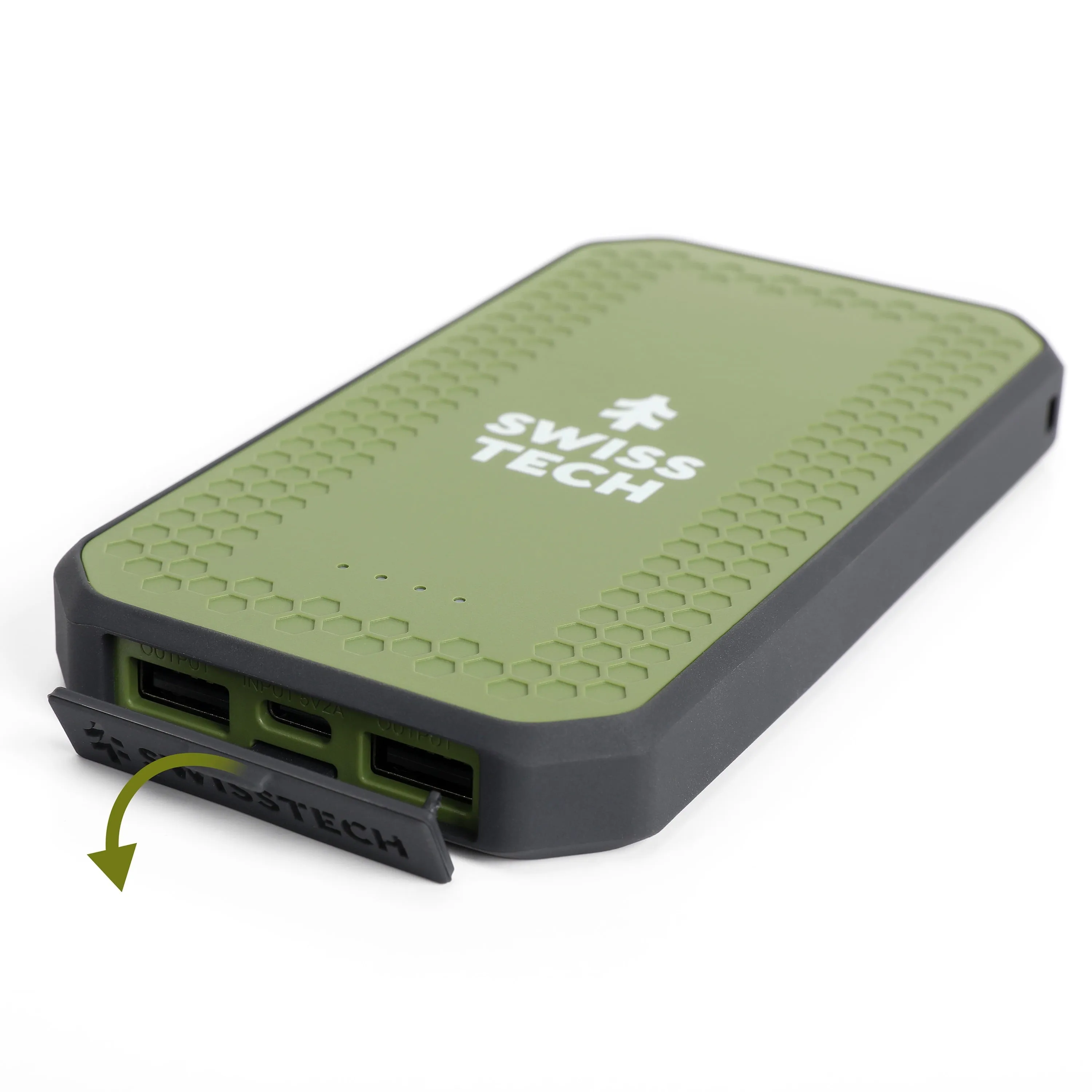 Swiss Tech Antreiben 10K MAH Portable Power Bank with Dual USB C/A, Weatherproof and Drop Resistant
