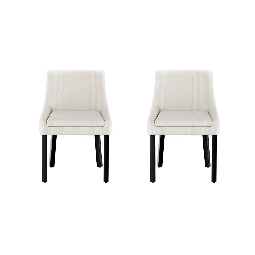 Tilly Set of 2 Dining Chairs Corduroy Wooden - Beige
