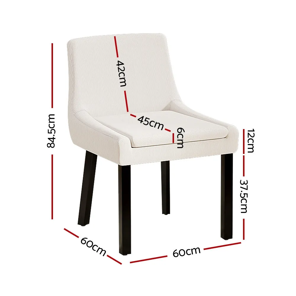 Tilly Set of 2 Dining Chairs Corduroy Wooden - Beige