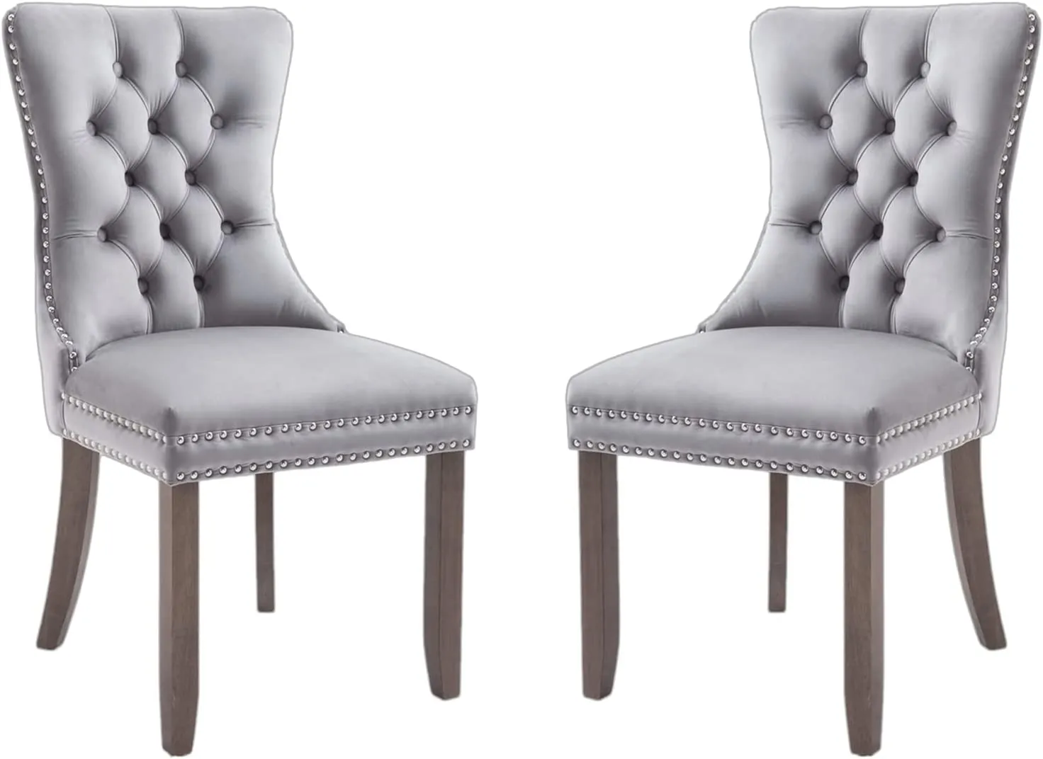 Velvet Upholstered Dining Chair Set of 2,Button Tufted Wingback