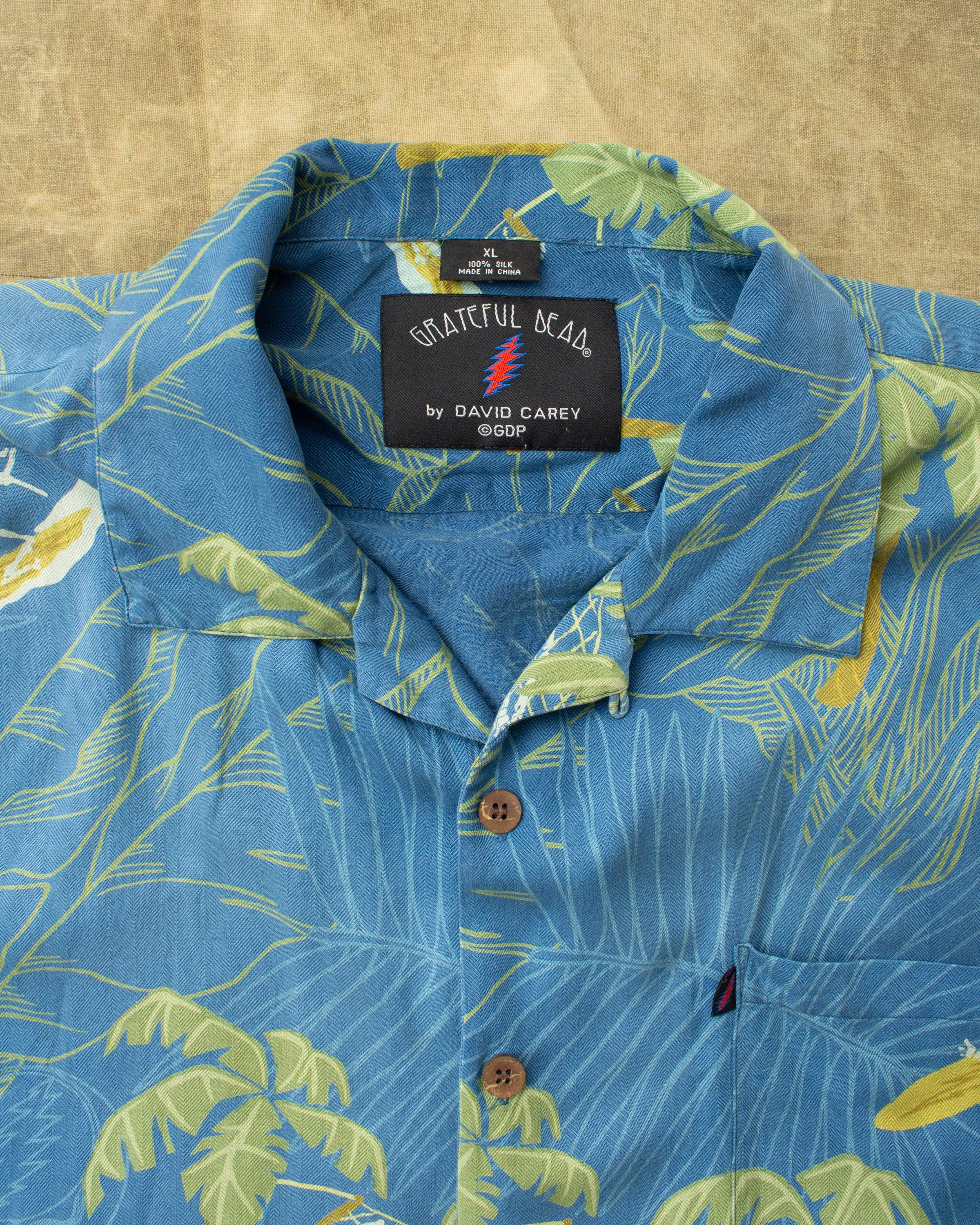 Vintage 90's Greatful Dead by David Carey Short Sleeved Silk Hawaiian Shirt