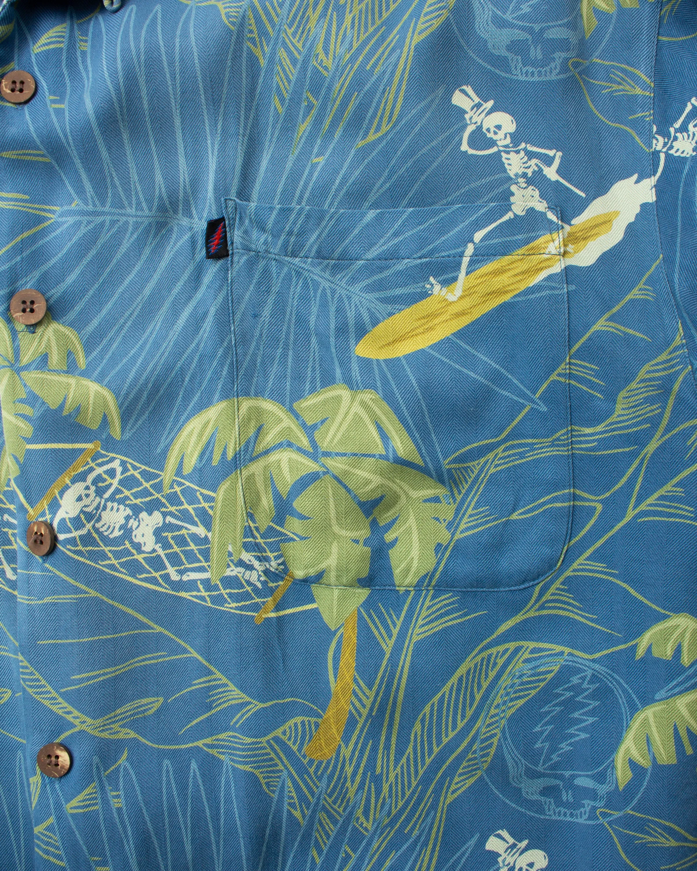 Vintage 90's Greatful Dead by David Carey Short Sleeved Silk Hawaiian Shirt