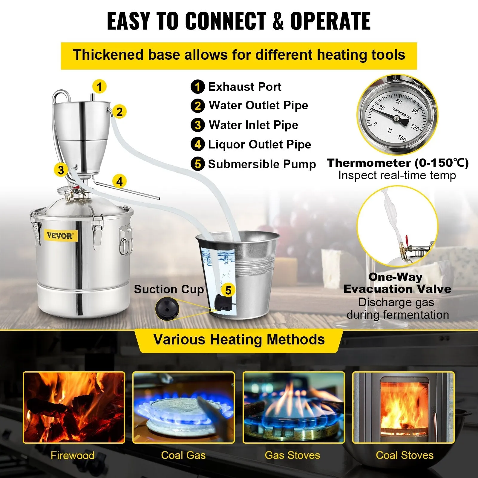 Water Alcohol Distiller Stainless Steel Commercial Brewing Kit