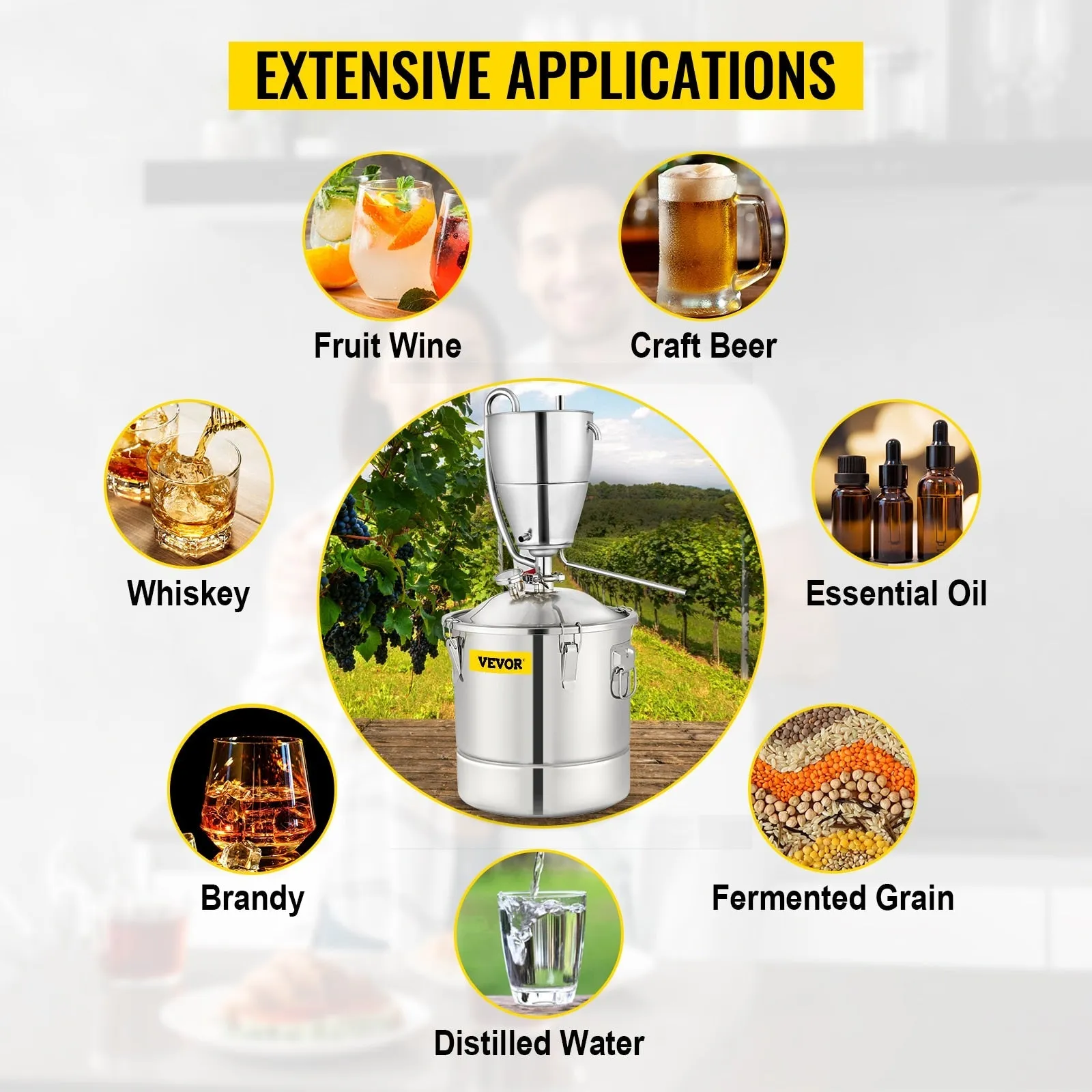 Water Alcohol Distiller Stainless Steel Commercial Brewing Kit