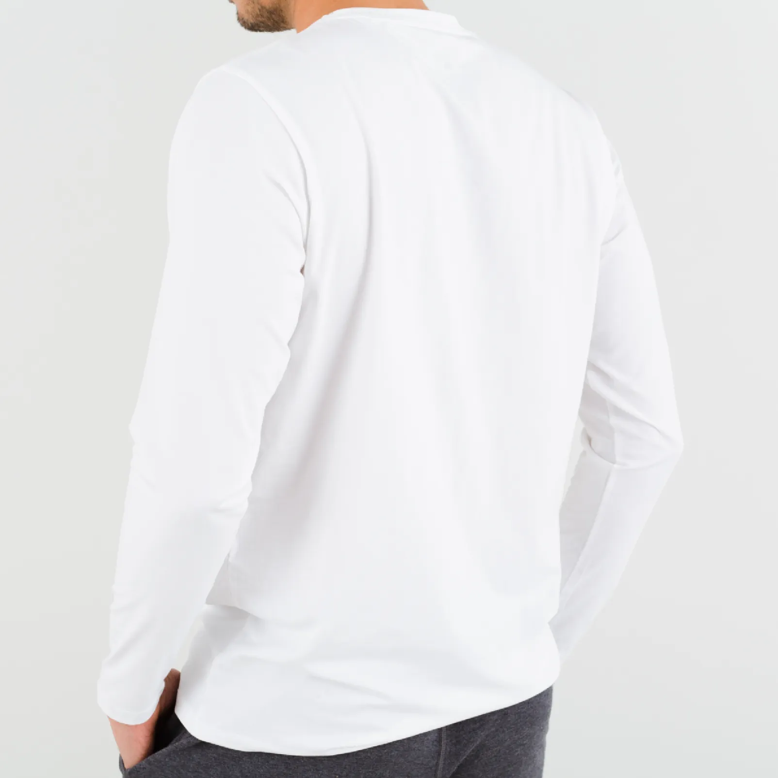 White Crew Long Sleeve Under Tee in Pima Cotton