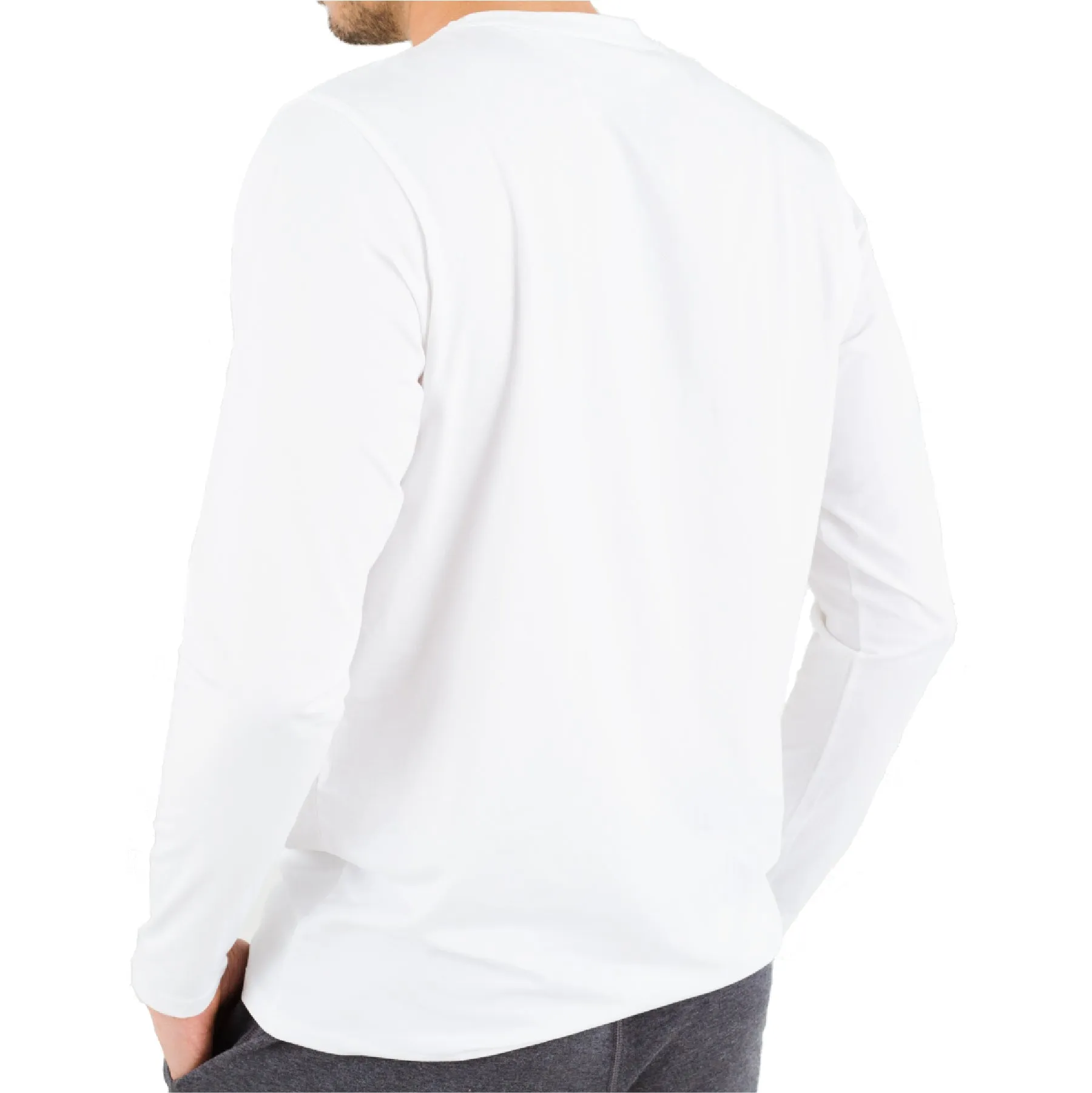 White Crew Long Sleeve Under Tee in Pima Cotton