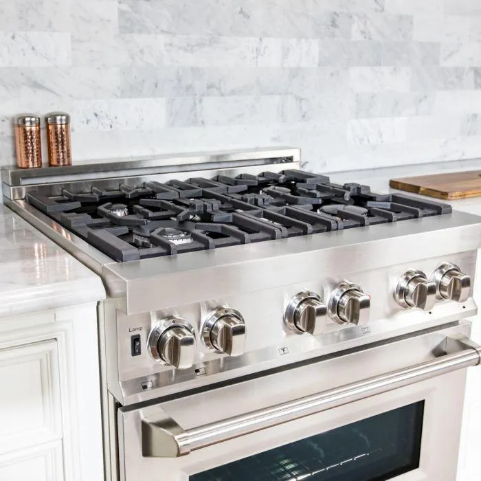 ZLINE 30" Kitchen Package with Stainless Steel Dual Fuel Range and Convertible Vent Range Hood