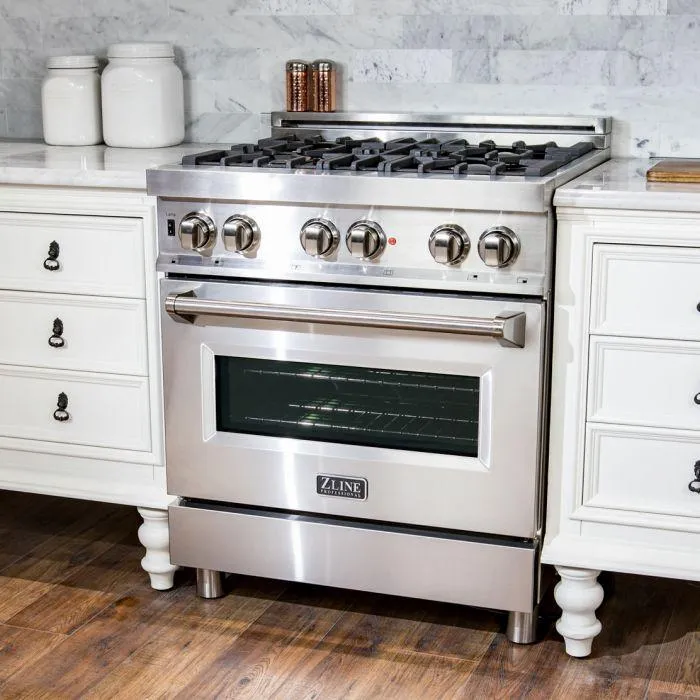 ZLINE 30" Kitchen Package with Stainless Steel Dual Fuel Range and Convertible Vent Range Hood