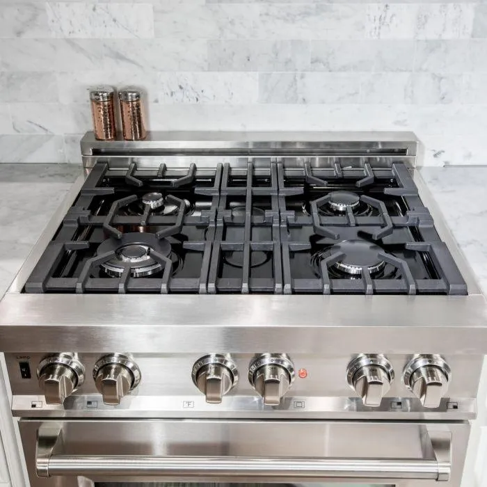 ZLINE 30" Kitchen Package with Stainless Steel Dual Fuel Range and Convertible Vent Range Hood