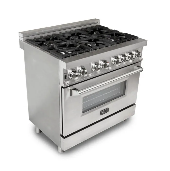 ZLINE 36" Professional Stainless Steel 4.6 CU.FT. 6 Gas Burner/Electric Oven Range (RA36)