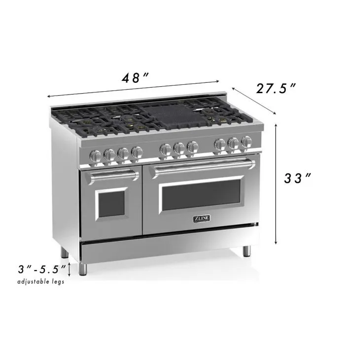 ZLINE 48" Professional Stainless Steel 6.0 CU.FT. 7 Gas Burner/Electric Oven Range (RA48)